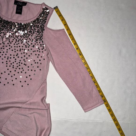 Midnight Velvet Womens Small Sequin Asymmetrical Tunic Top Maximalist Glam Bold - Picture 5 of 8